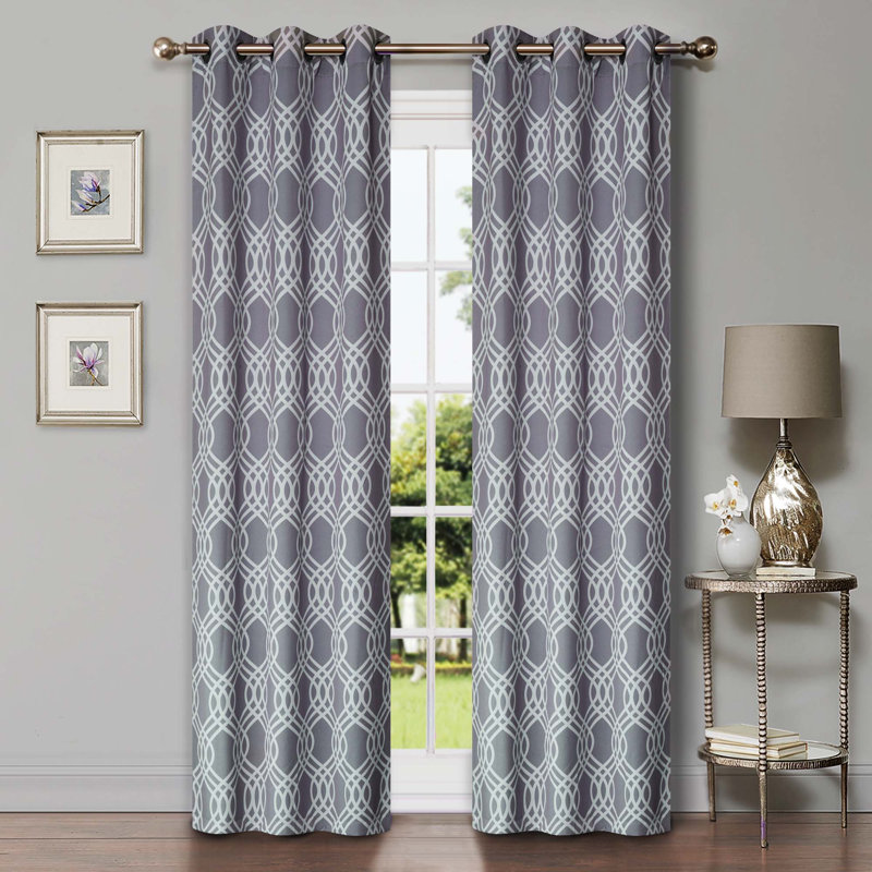 Paire de rideaux obscurcissant 100% polyester Écosse, Argent, L 42 po x L 96 po