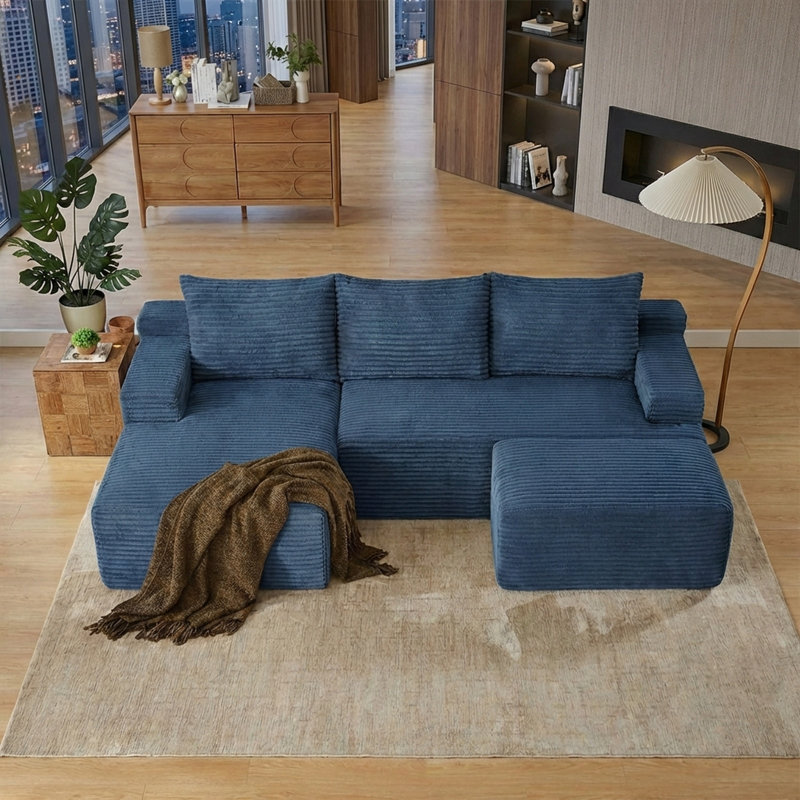 Canapés modulaires confortables Boneless Couch pour le salon, canapé modulaire en U en forme de nuage, canapé modulaire minimaliste avec assise profonde