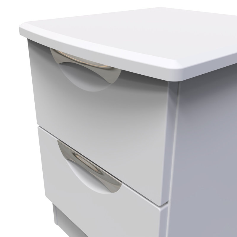 Bhodhini 2 Drawer Bedside Cabinet (Ready Assembled), Grey Matt