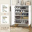HOMCOM Shoe Storage Cabinet with Soft-Close Hinges and Adjust Shelves-1170683563