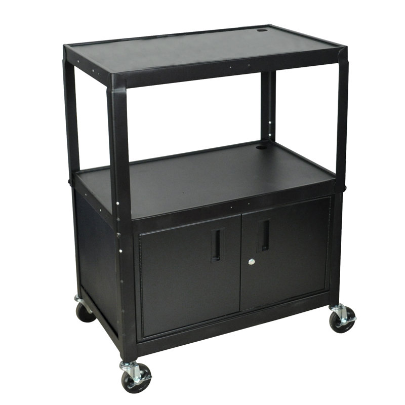 SteelCart Extra Wide AV Cart with Cabinet