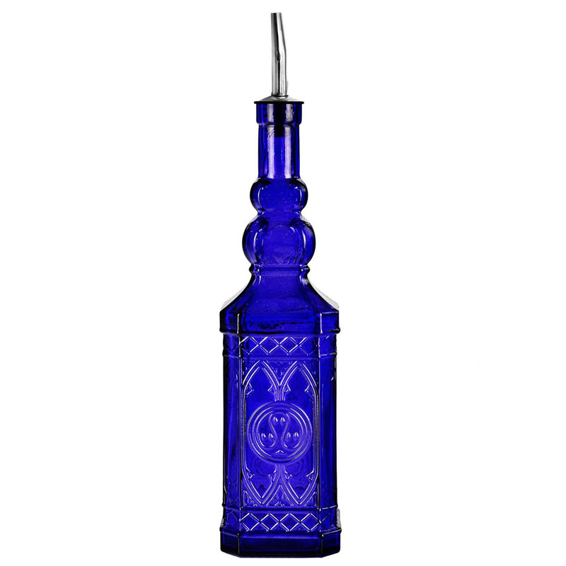 Bouteille en verre recyclé ornée de 23,7 oz., Bleu de cobalt