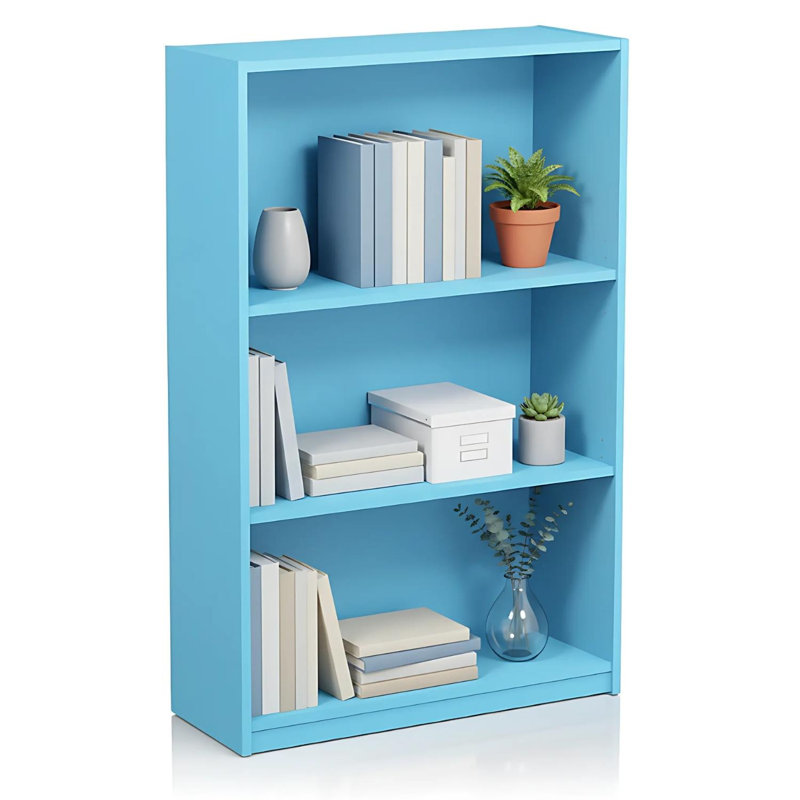 JAYA Simple Home 3-Tier Bookcase Light Blue Adjustable Shelves Kids Room Nursery Decor, Light Blue