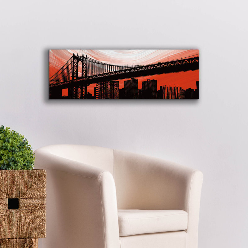  «Manhattan Bridge Aura» par Erin Clark, art mural sur toile, 60 po x 20 po, H 12 po x l 36 po x P 0,75 po