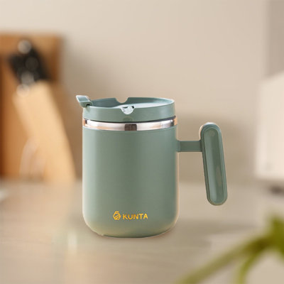 Grande tasse à café en acier inoxydable avec poignée