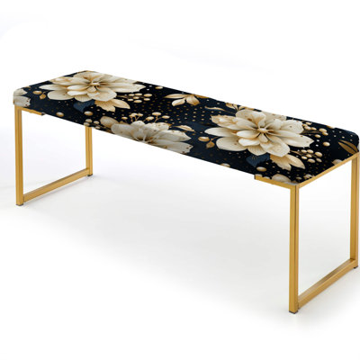 Victorian Elegance Polka Dots Pattern III - Polka Dots Upholstered Gold Bench