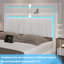 Ensemble de chambre à coucher 3 pièces - lit très grand californien et deux tables de chevet 3 tiroirs avec station de charge et lumière DEL, cadre de lit blanc + table de chevet noire-76791689