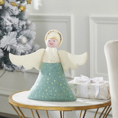 Décoration pour sommet de sapin ange en bleu