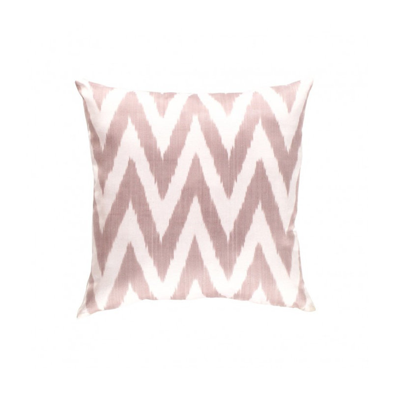 Oreiller en soie brun clair Ikat Zig Zag - 20 po x 20 po