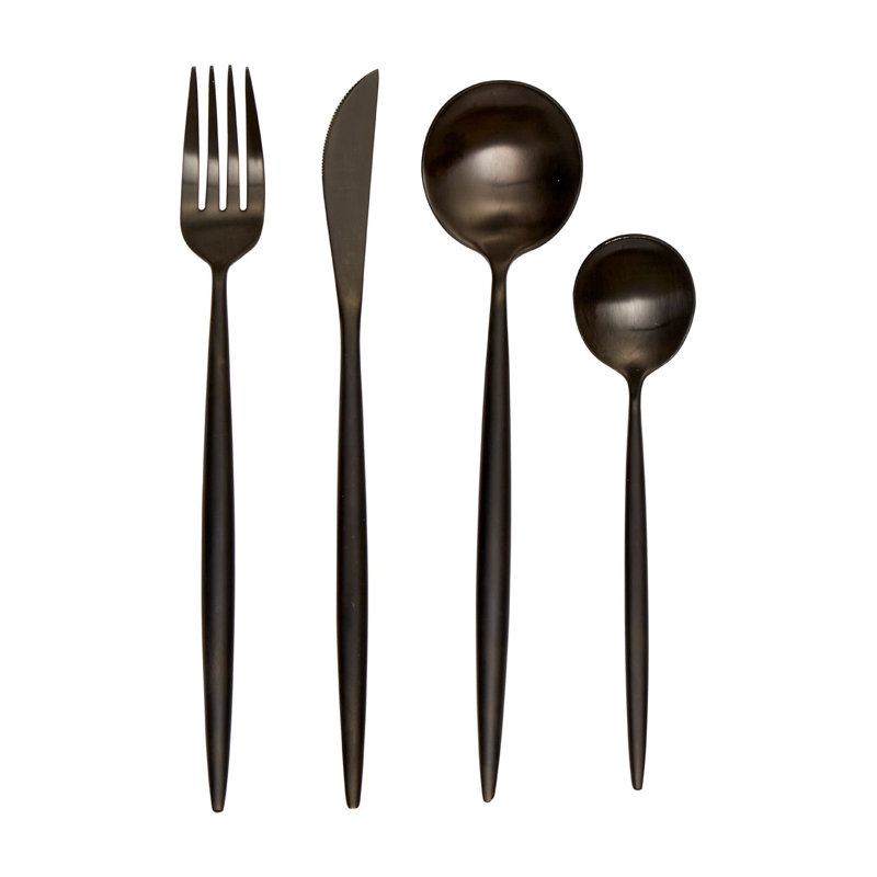 Danna 16 Piece Cutlery Set, Service for 4, Matte Black