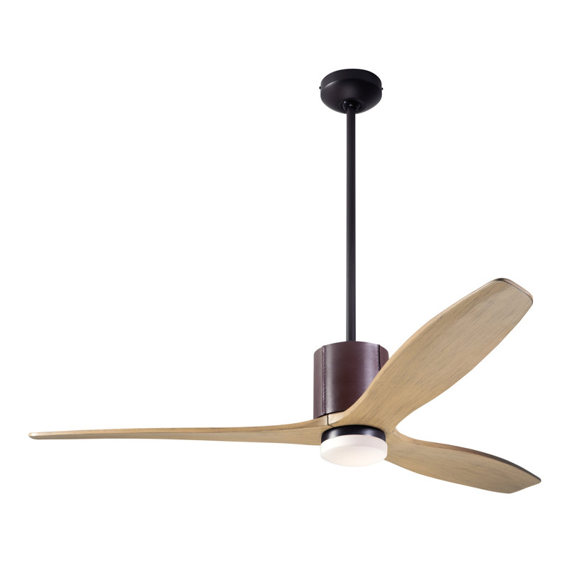 LeatherLuxe 54'' Ceiling Fan with LED Lights, Dark Bronze/Chocolate, Maple, Wall/Remote Combo Controls