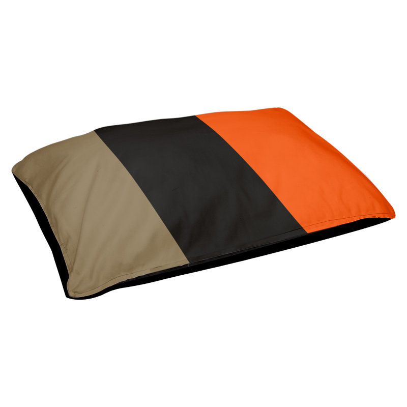 Oreiller rectangulaire designer, Petit (L 18 po x l 28 po), Doré métallique / noir / orange