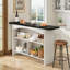 Grande table de bar Vividwood de 63 pouces avec 3 tablettes de rangement, bar de maison à 3 niveaux avec repose-pieds, barre de sous-sol avec rangement pour la cuisine, la salle à manger et le salon-847087266
