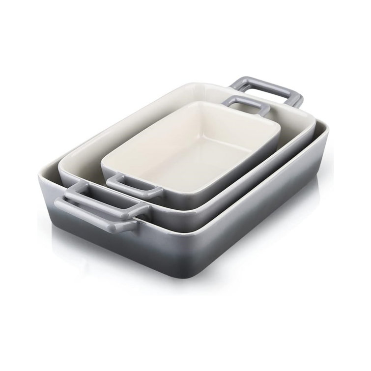 NIERBO 3 Pieces Ceramic Bakeware Set, Porcelain Rectangular Baking