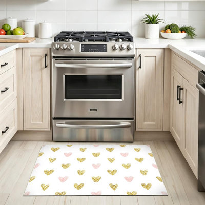 Tapis intérieur rose à motif de cœurs rose et rose lavable à la machine