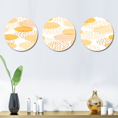 Ensemble de 3 décorations murales circulaires abstraites géométriques rétro