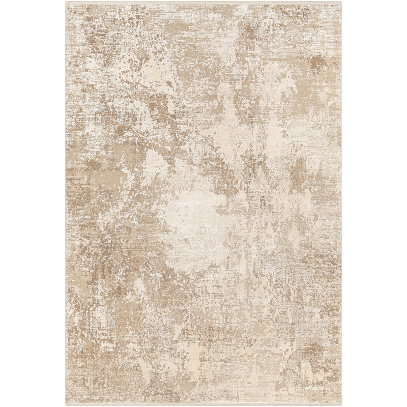 Hilma Abstract Machine Woven Area Rug in Beige/Cream, Rectangle 10' x 14'