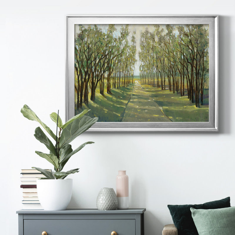 Chemin forestier - Peinture encadrée, Argent, H 26,5 po x l 36,5 po x P 1 po, Pas de tapis