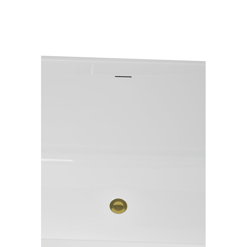 59" Streamline Soaking Freestanding Tub and Tray With Internal Drain, Polished Gold