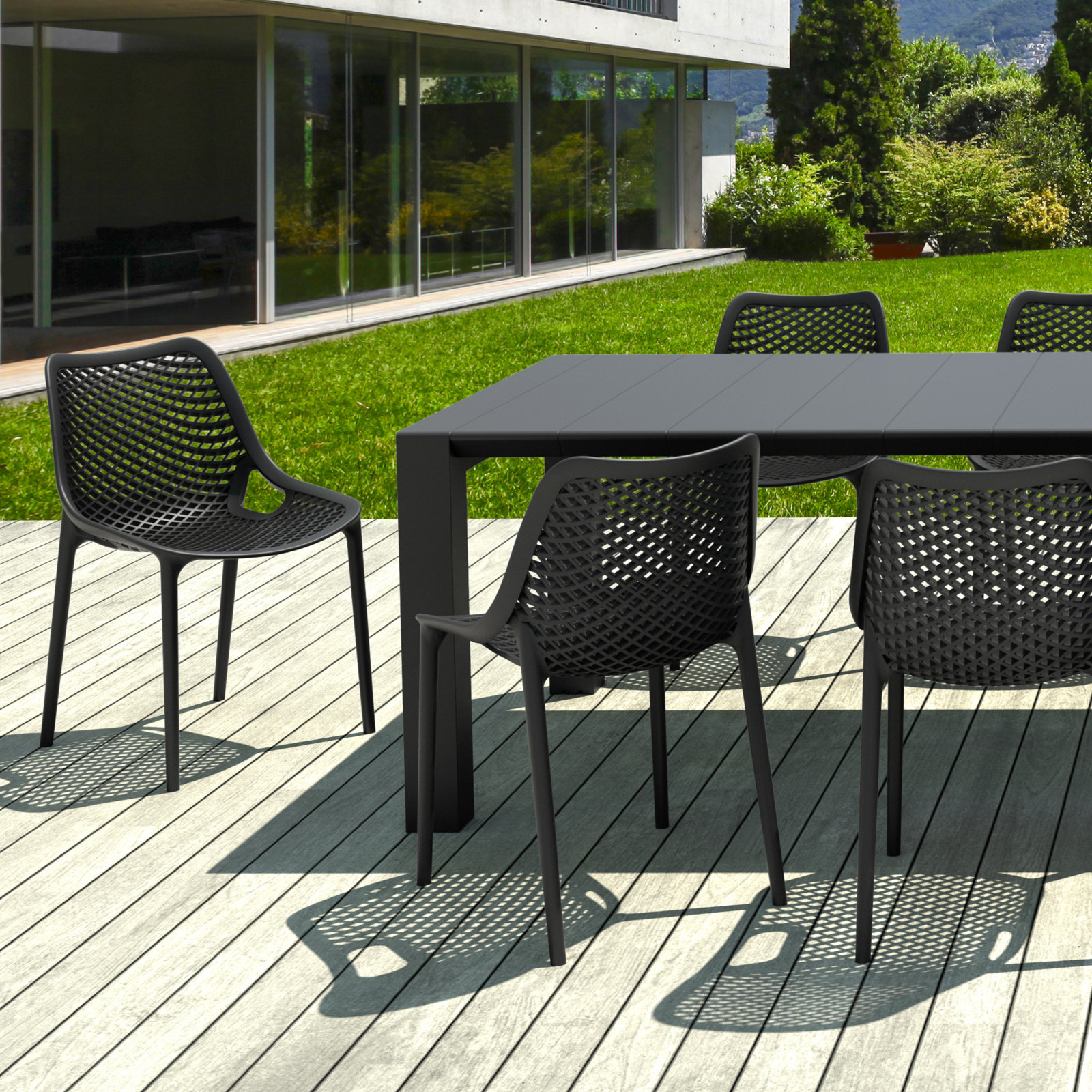 Farrah 102" Patio Dining Set, Black