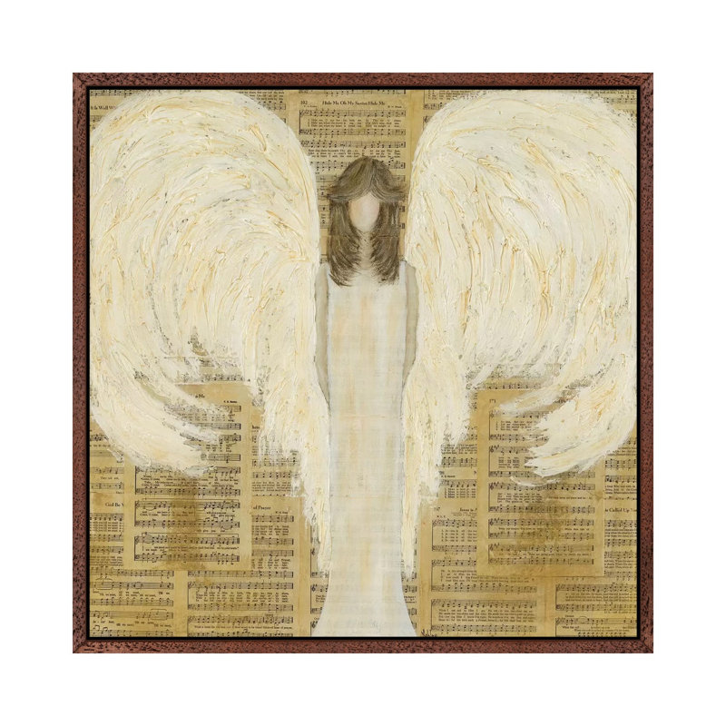 Musical Angel by Ashley Bradley - Print on Canvas, 93.98 cm H x 93.98 cm W, Classic Brown Wood Framed
