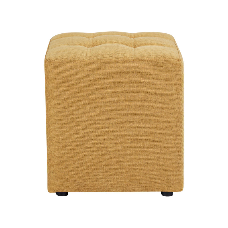 Hadasha 38cm Wide Tufted Square Cube Ottoman, Yellow