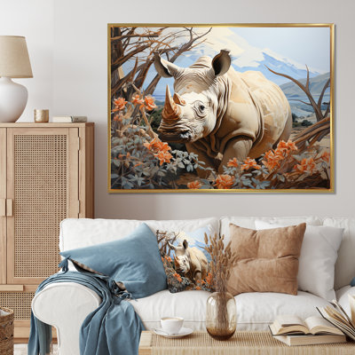 Majestic Rhino Pastoral, reproduction d'art sur toile