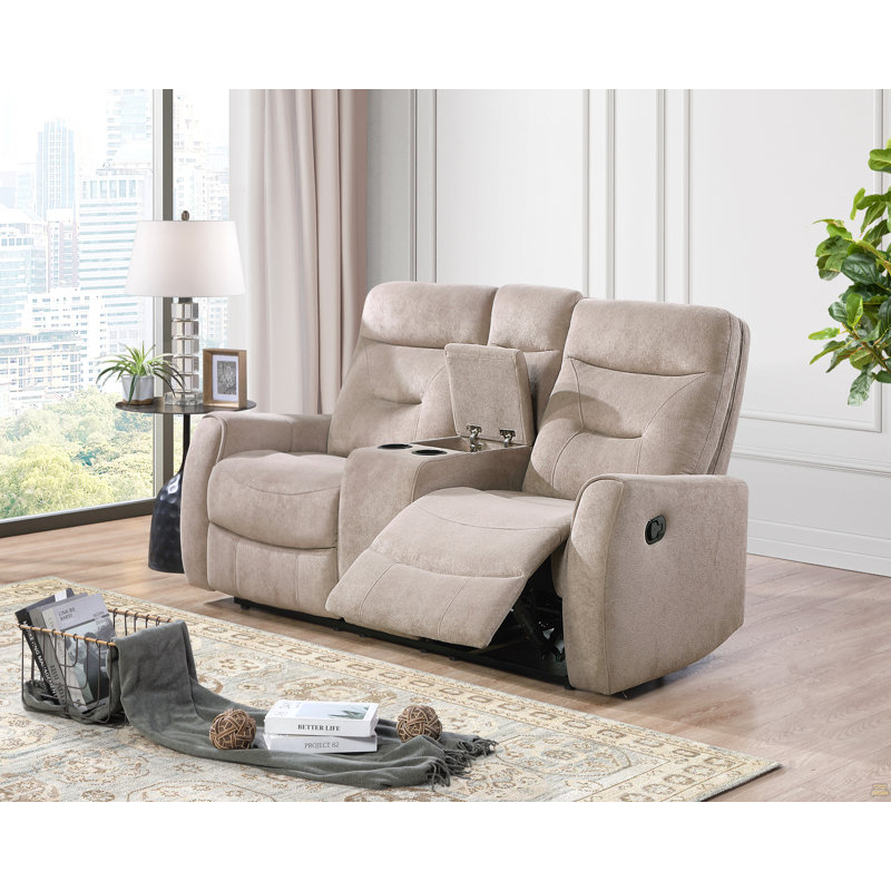 Loveseat with Console , Beige