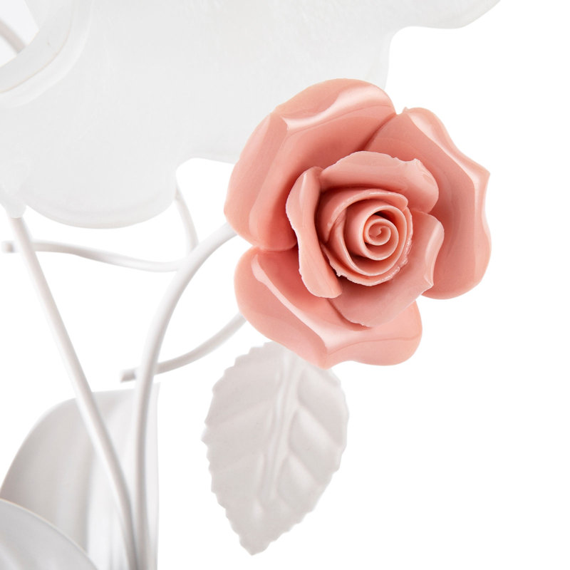 Lampe fantaisie en métal Navreet, Blanc / rose