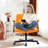 Criss Cross Chair With Wheels, Comfy Cross Legged Velvet Armrest Office Computer Ergonomic Desk Chair, Modern Swivel Makeup Vanity Task Chair Height Adjustable Wide Seat For Home Office Bedroom, Orange-1185711129