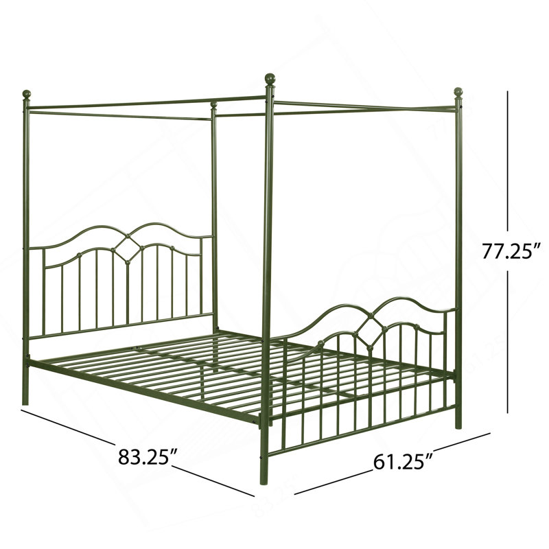 Queen Size  Canopy Bed Frame, Pink, Antique Green
