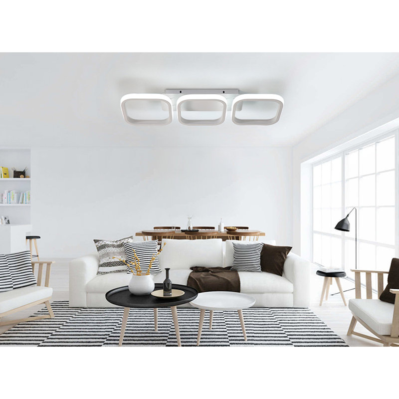 Abai 3-Light 53cm Semi Flush Mount, White