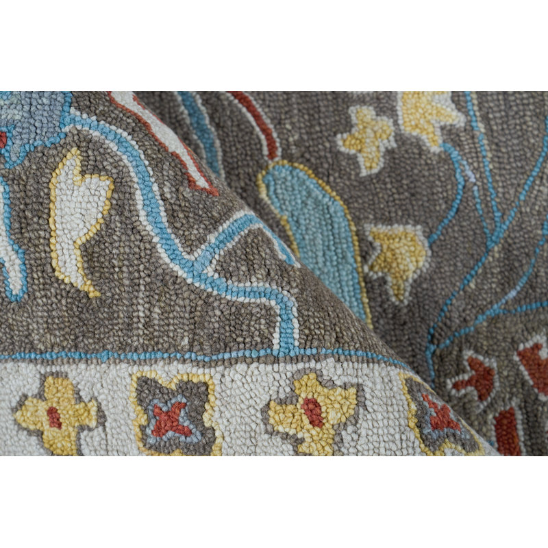 Hamilton hand-tufted New Zealand Wool Navy/Multi Area Rug, Taupe, Rectangle 6' x 9'