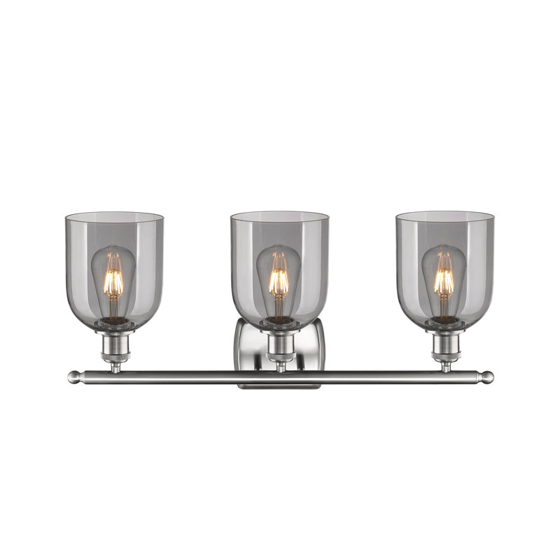 Meuble-lavabo à 3 lumières 26 po Ballston Anacaren, Gris fumée clair, Nickel satiné brossé
