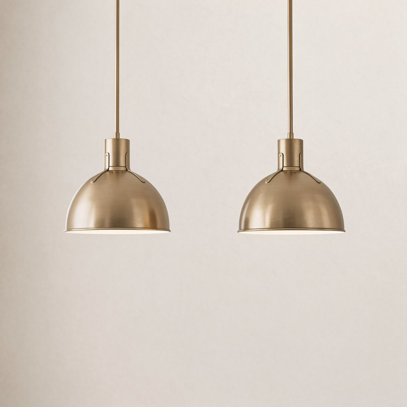 Clendon 1-Light Dimmable Metal Dome Pendant, 12.25" H x 14" W x 14" D, Heritage Brass, Heritage Brass