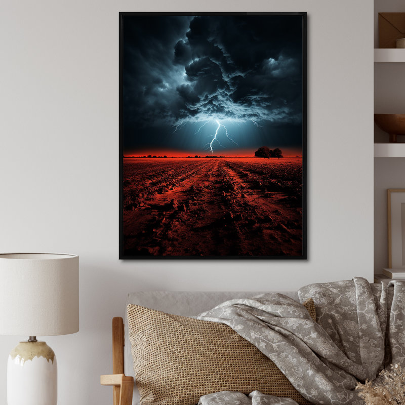 Landrey Orange Storms Thunderous Silence I, reproduction d'art sur toile, H 32 po x l 24 po x P 1 po, Cadre flottant noir