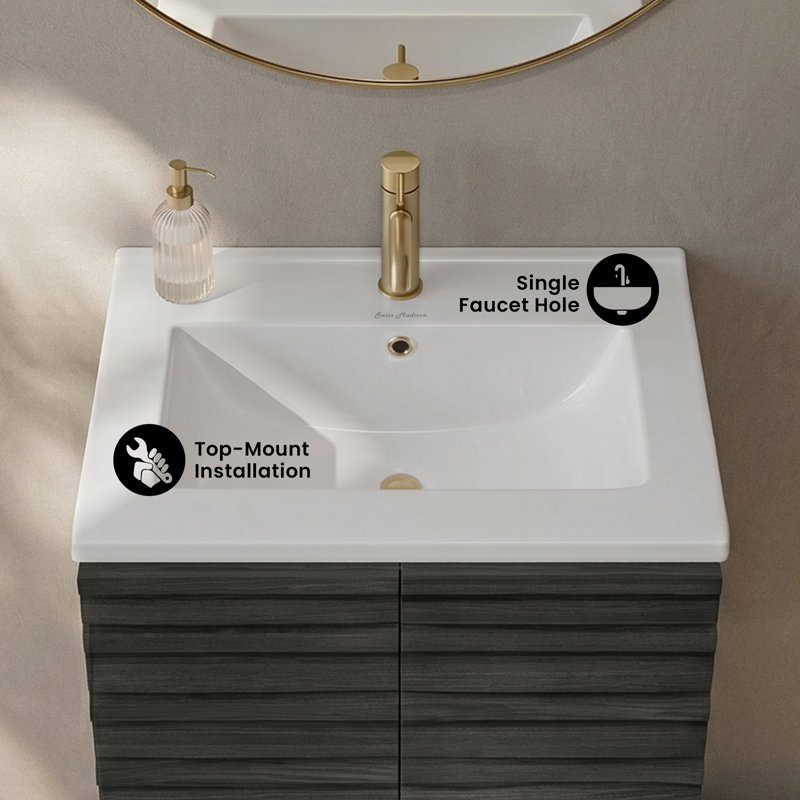 Plateau de meuble-lavabo simple 25 po Voltaire, Simple