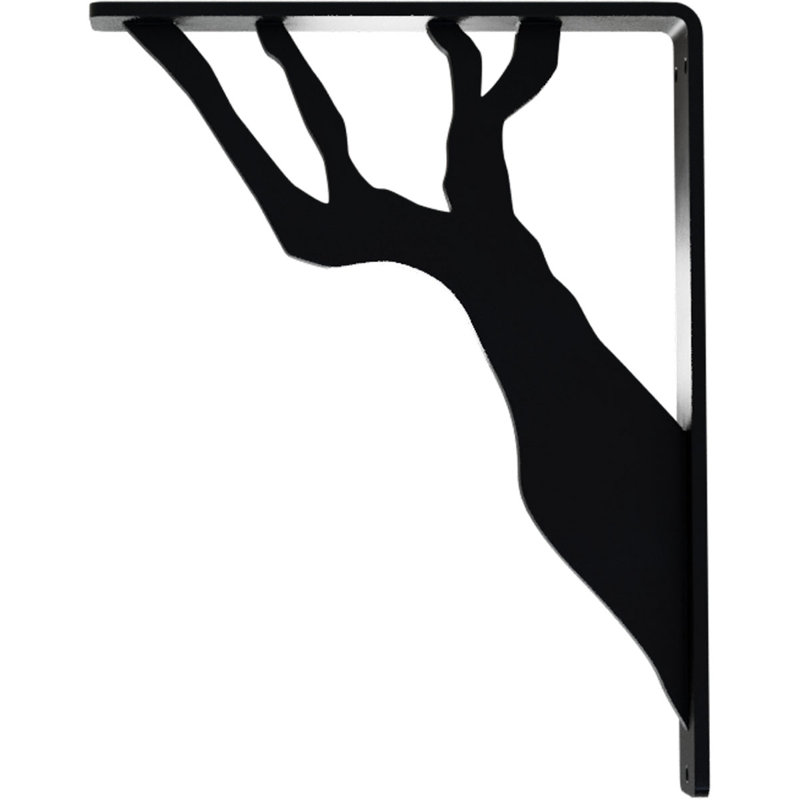 1 1/2"W x 5 1/2"D x 8"H Damon Wrought Iron Bracket, (Single center brace), Powder Coated Black, 8" H x 1.5" W x 5.5" D, Black