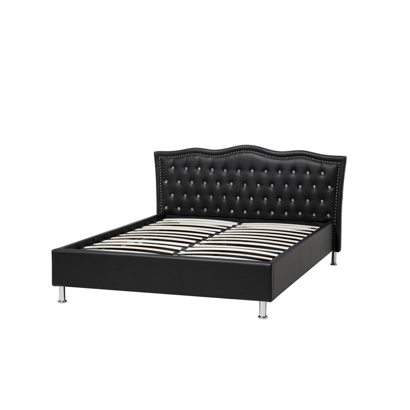 Oasis Upholstered Bed, European Kingsize (160 x 200 cm), Black