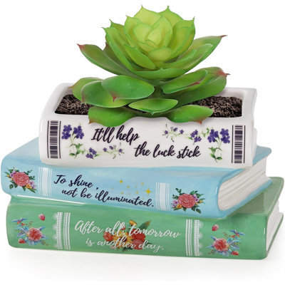 Book-shaped Ceramic Planter With Drainage