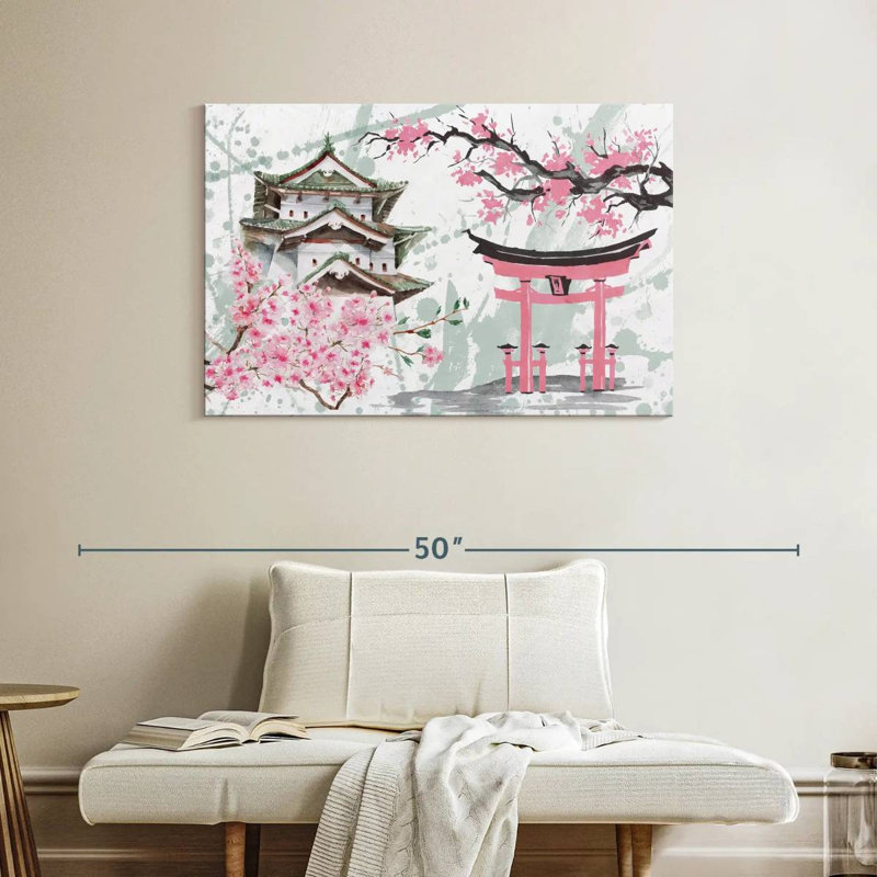 Lilie Hirosaki Castle In Spring, 26" H x 39" W