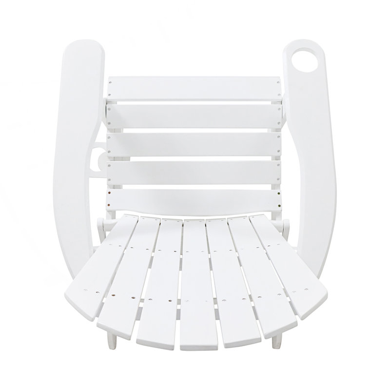 Adirondack Chair With Folding Design And Cup Holders, White
