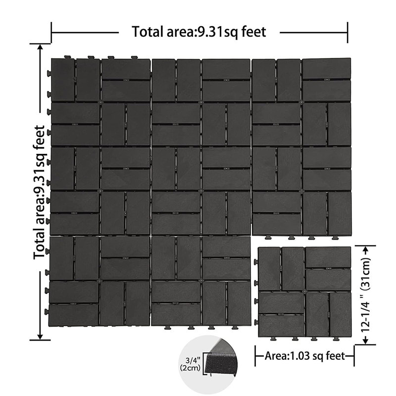 Carreaux de terrasse à emboîtement de patio, Gris, 44