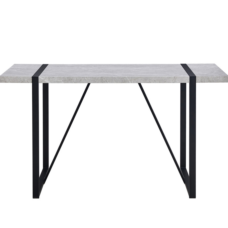 Table de salle à manger moderne pour 4, 55 pouces bureau rectangulaire gris, salon, assemblage rapide et facile 55 "en métal sans effort