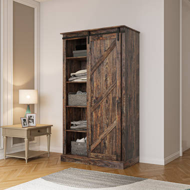 Cathkin 71H Wardrobe Closet with Hanging Rod, Cabinet with 2 Drawers & 2 Shelves, Sliding Door Gracie Oaks Color: White