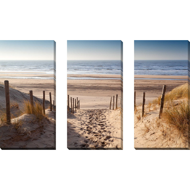 Path to Ocean - ensemble de 3 reproductions de photos sur toiles tendues, H 24 po x l 36 po x P 0,75 po