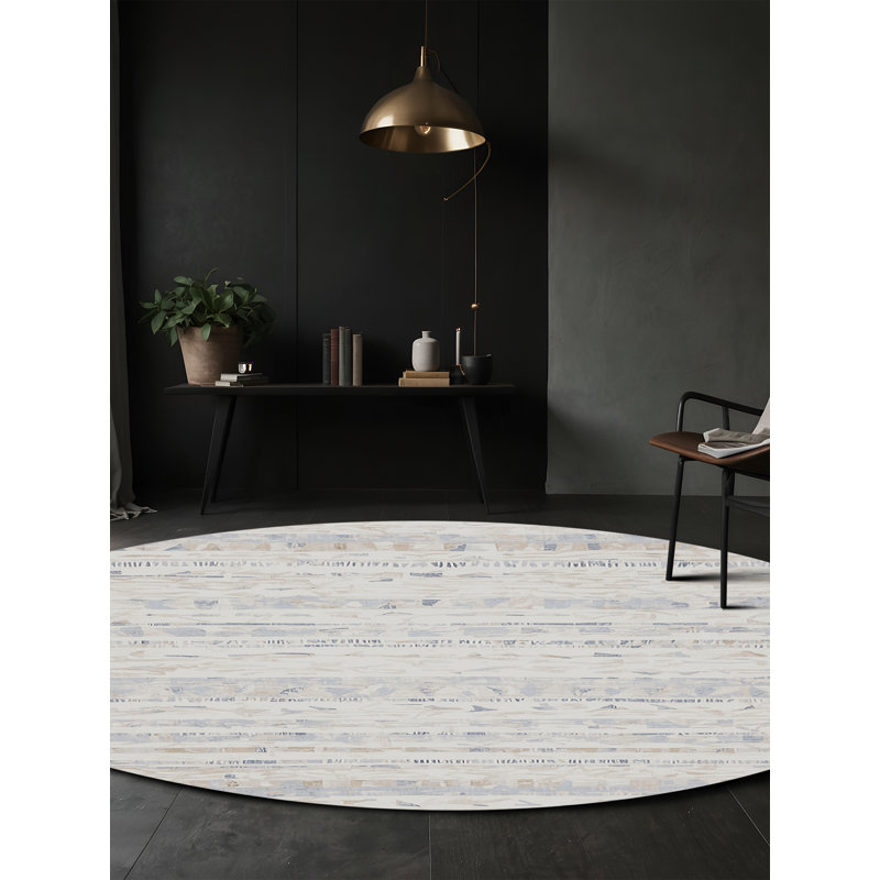 Machine Washable Gray Area Rug, Round 6'
