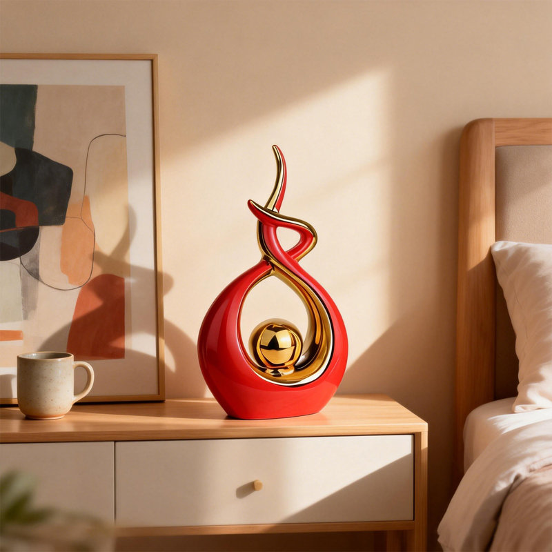 Figurine Home Decor, Doré / rouge