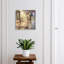 Decorative key box for wall, Opens to the left, 30x30x5, Black, A historic street full of light at night, 