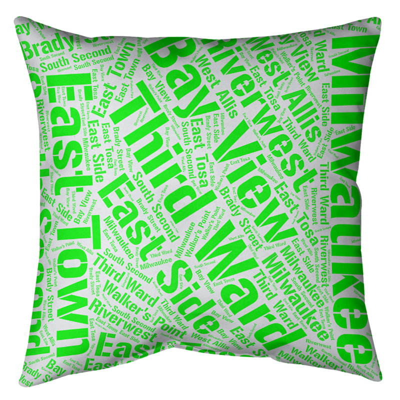 Coussin décoratif intérieur/extérieur milwaukee, Oui, H 18 po x l 18 po, Vert
